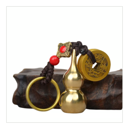 ◎携帯しやすい「金色ひょうたんキーホルダー」