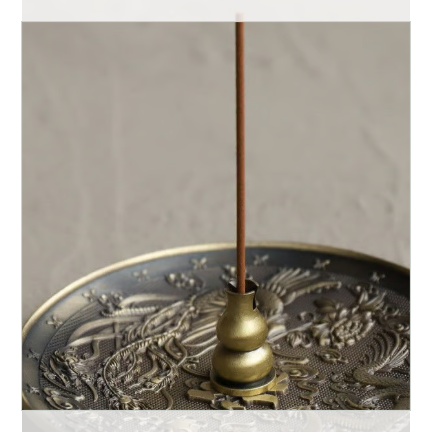 願いを叶え、環境を浄化する【龍鳳呈祥お香皿】(ひょうたん形の線香立て付き