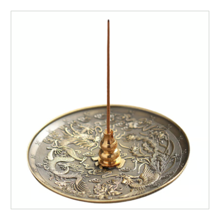 願いを叶え、環境を浄化する【龍鳳呈祥お香皿】（ひょうたん形の線香立て付き