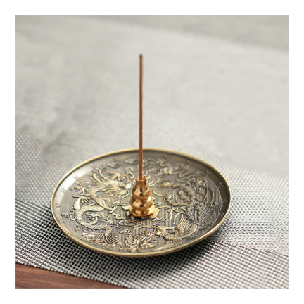 願いを叶え、環境を浄化する【龍鳳呈祥お香皿】（ひょうたん形の線香立て付き